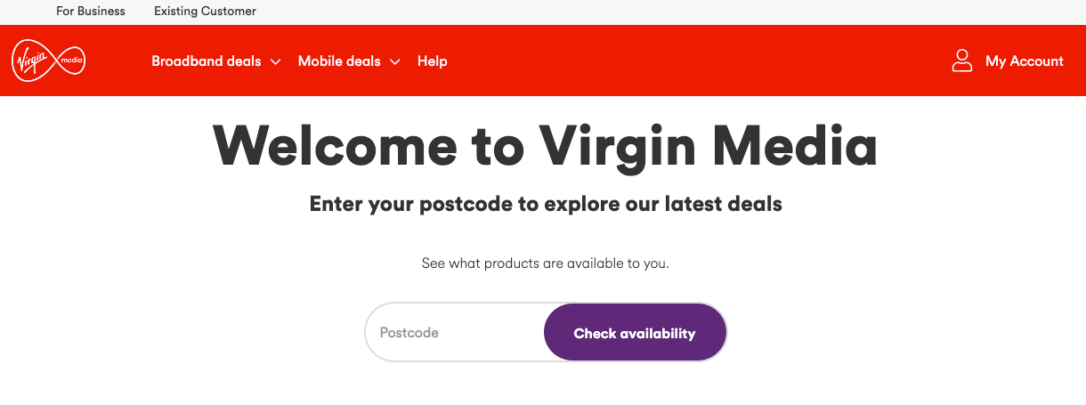 Virgin Media Homepage